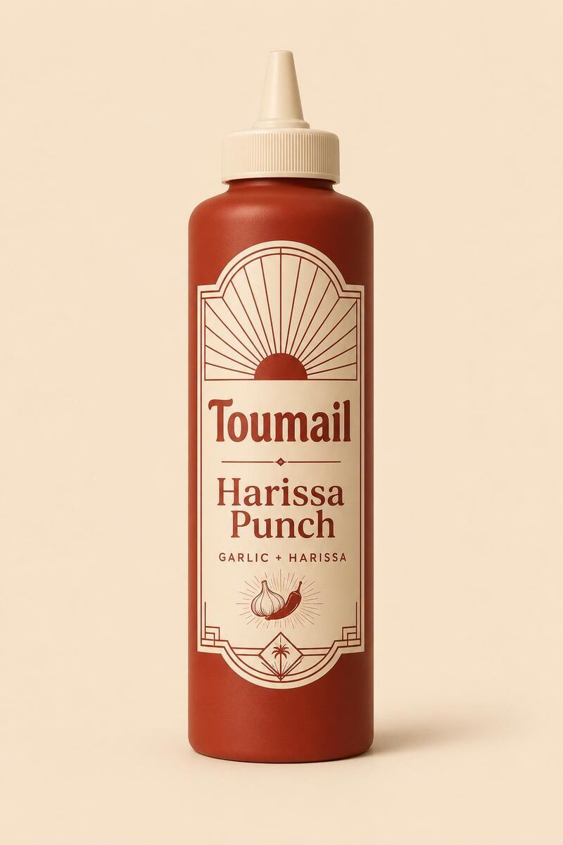 Toumail Harissa Punch — Moroccan minced garlic squeeze bottle